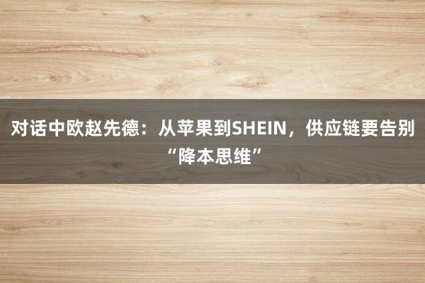 对话中欧赵先德：从苹果到SHEIN，供应链要告别“降本思维”