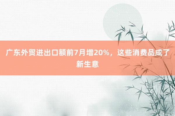 广东外贸进出口额前7月增20%，这些消费品成了新生意