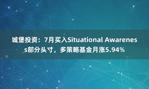 城堡投资：7月买入Situational Awareness部分头寸，多策略基金月涨5.94%