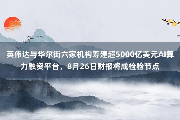 英伟达与华尔街六家机构筹建超5000亿美元AI算力融资平台，8月26日财报将成检验节点