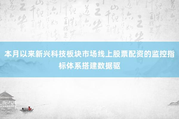 本月以来新兴科技板块市场线上股票配资的监控指标体系搭建数据驱