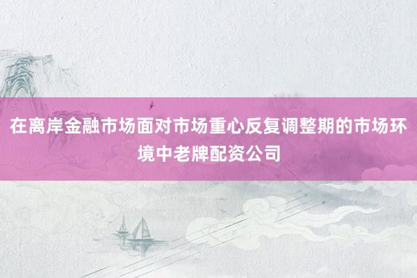 在离岸金融市场面对市场重心反复调整期的市场环境中老牌配资公司