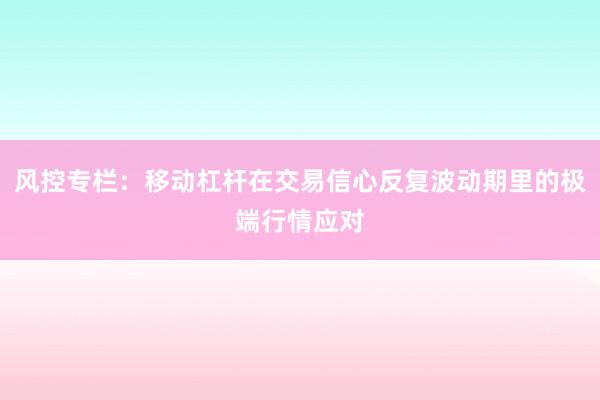 风控专栏：移动杠杆在交易信心反复波动期里的极端行情应对