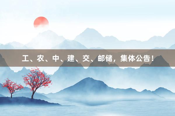 工、农、中、建、交、邮储，集体公告！