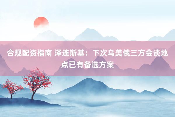 合规配资指南 泽连斯基：下次乌美俄三方会谈地点已有备选方案