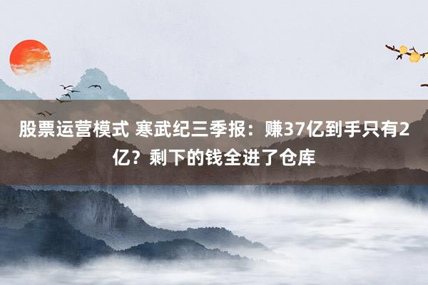 股票运营模式 寒武纪三季报：赚37亿到手只有2亿？剩下的钱全进了仓库