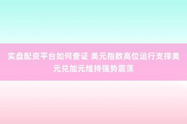 实盘配资平台如何查证 美元指数高位运行支撑美元兑加元维持强势震荡